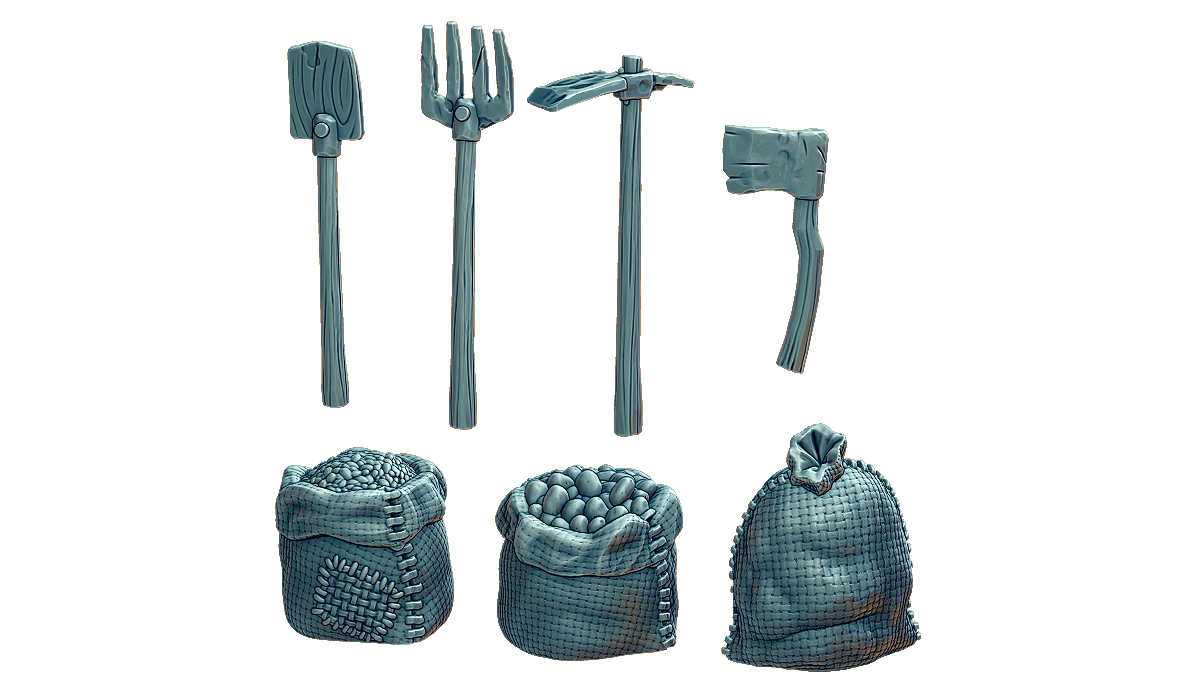 Farm Tools and Sacks